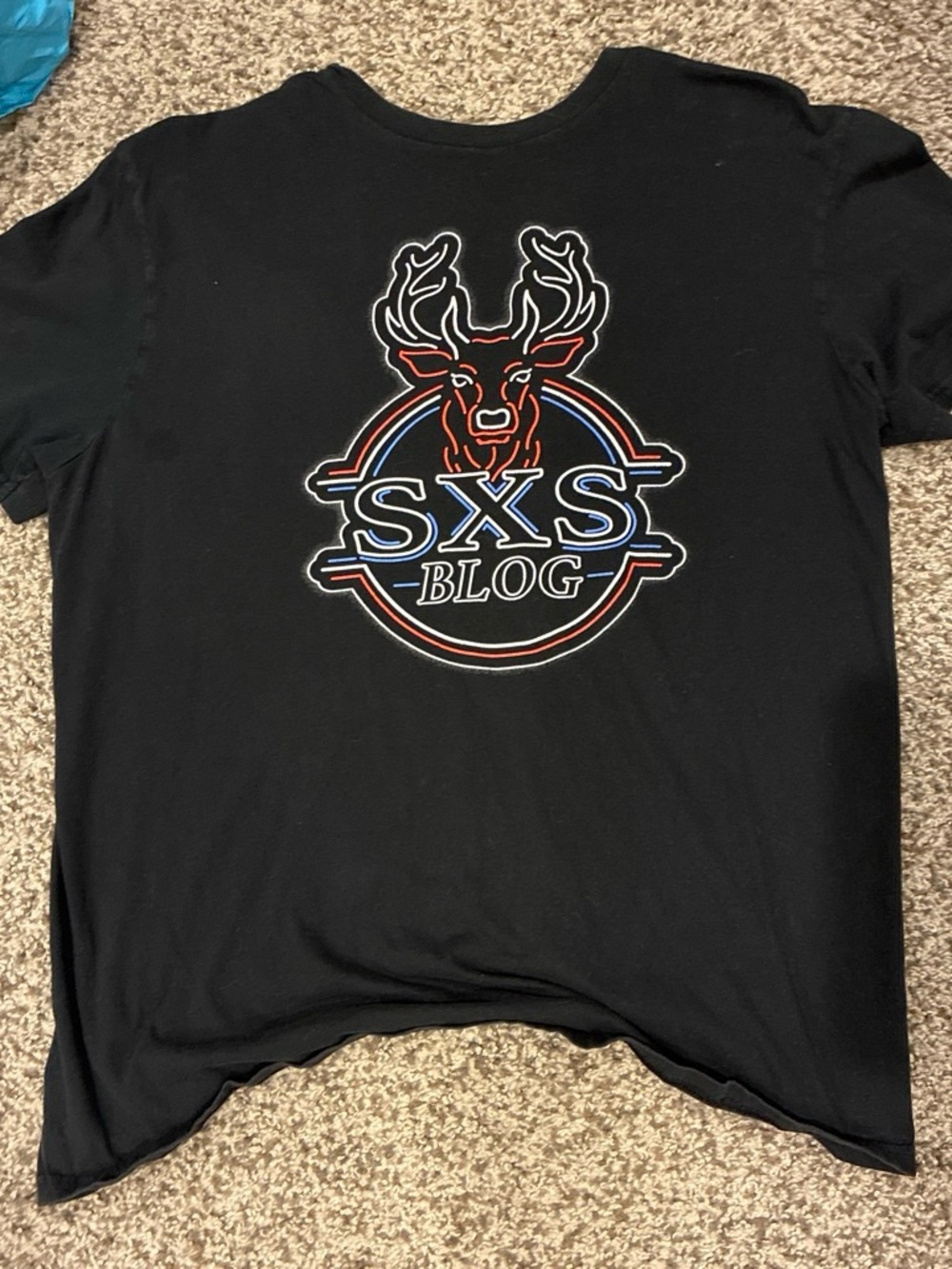 Black Graphic Tee with Deer Logo